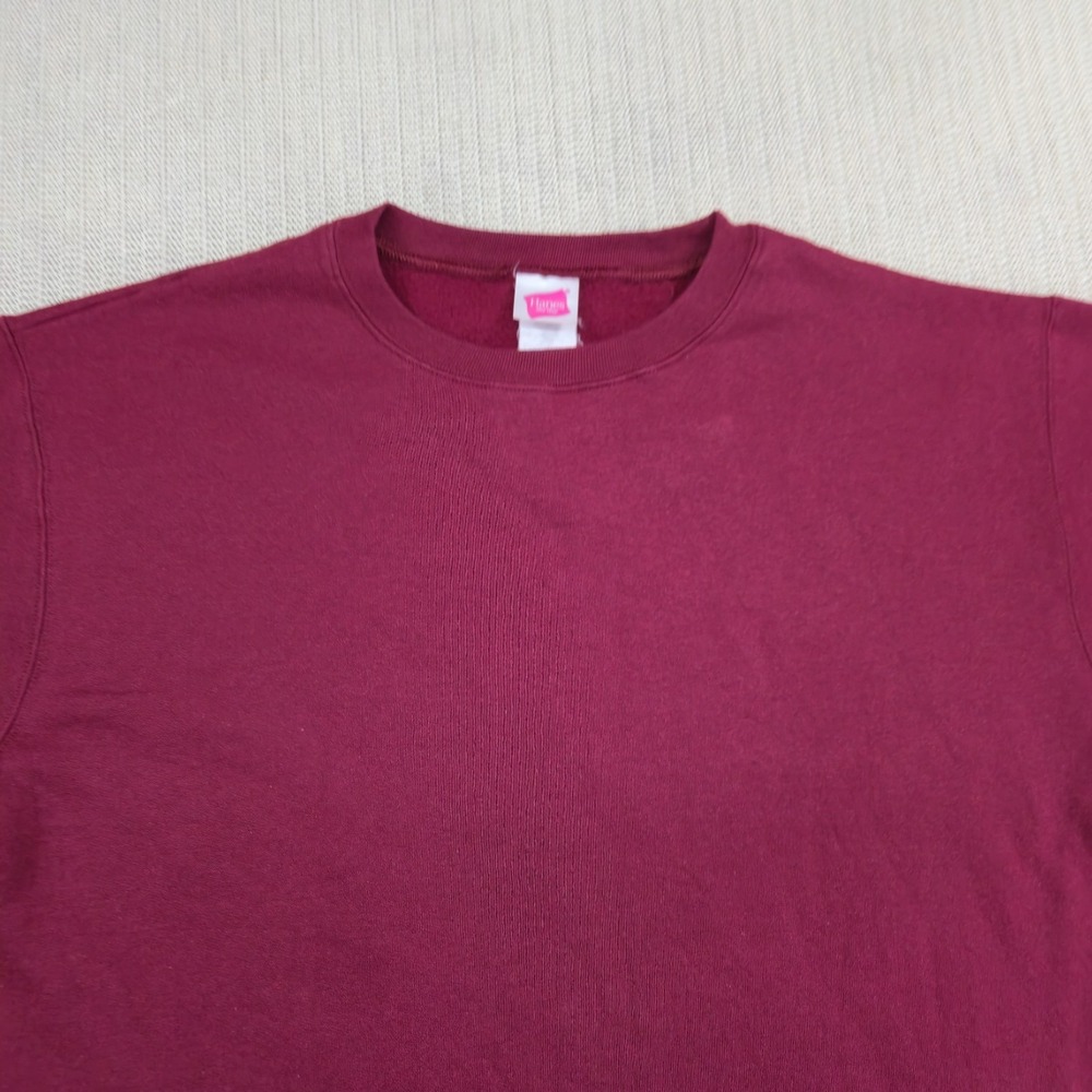 Vintage Hanes Her Way Sweatshirt Womens Large Red Crew Neck Pullover Blank Y2K - Picture 3 of 9